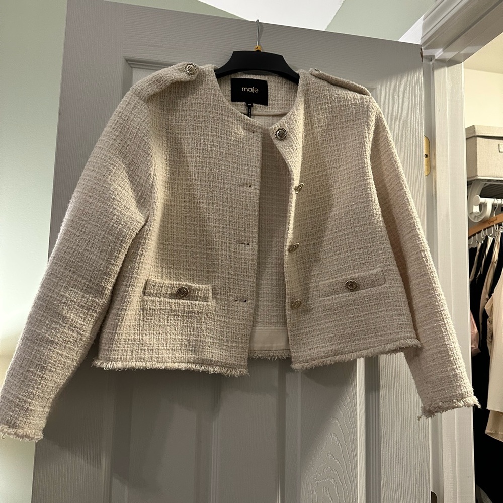 Maje Cream Tweed Jacket